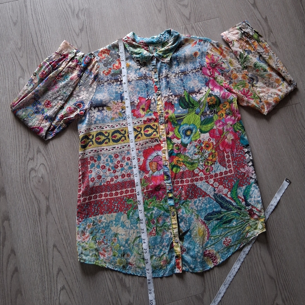 Johnny Was Milla Long Sleeve Floral Patchwork Blouse - Picture 15 of 16